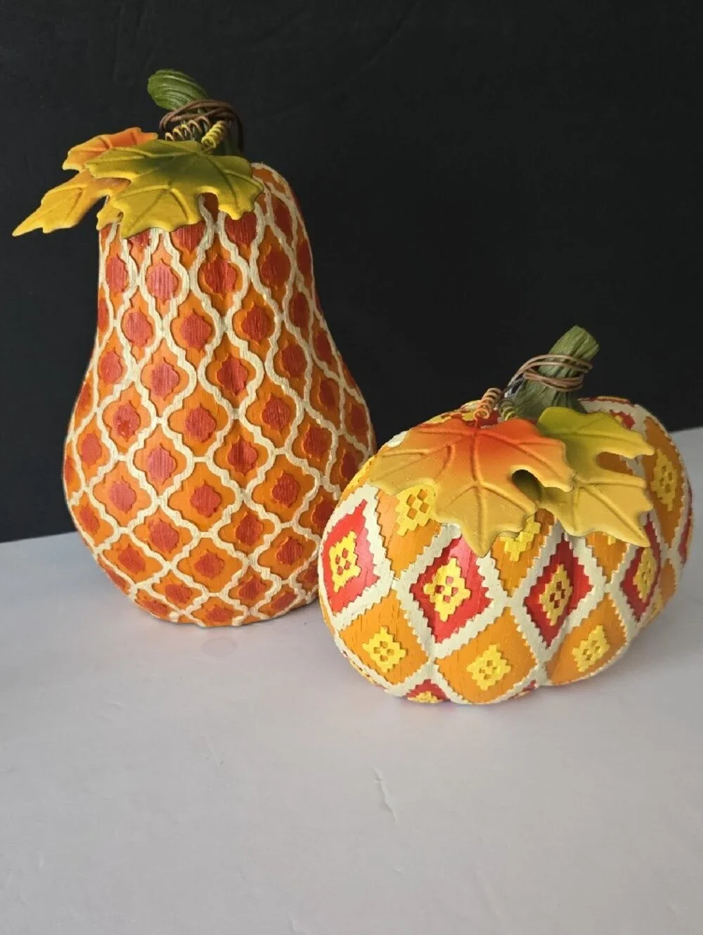 Robert Stanley Design Autumn Resin Mosaic Decorative Pumpkin & Gourd Set